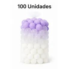 100 Unidades de Bolinha Plástica lilás roxo tom pastel Transparente e Branca Piscina Bolinhas 25, 50 e 100 -Não Amassam