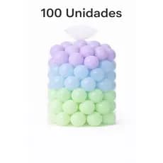 100 Unidades de Bolinha Plástica Colorida tom pastel Verde, Azul e Lilás Piscina Bolinhas 25, 50 e 100 - Não Amassam