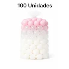 100 Unidades de Bolinha Plástica Rosa tom pastel Transparente e Branca Piscina Bolinhas Promoção 25,50 e 100 Não Amassam