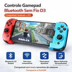 Controle Gamepad Bluetooth Sem Fio D3 Telescópico Ajustável Para Celular Android IOS PUBG COD