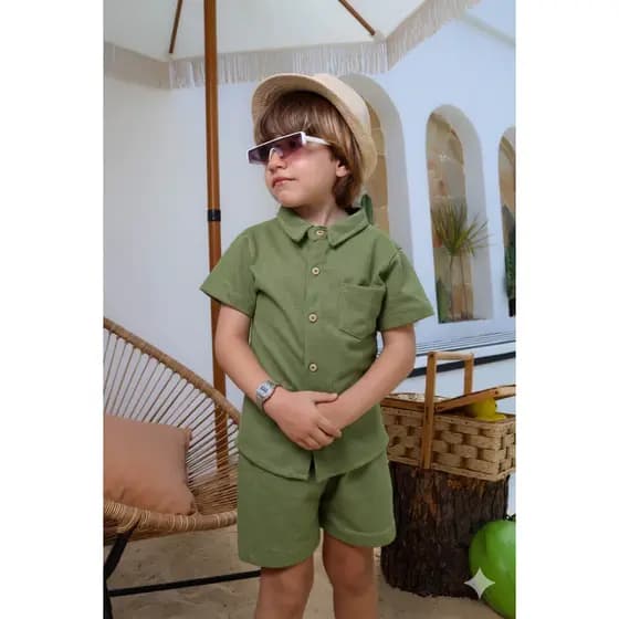Conjunto Infantil Guilherme Tricot Roupa Infantil Masculina Short e Blusa Menino em Tricot Luxo Conjunto Verão Infantil