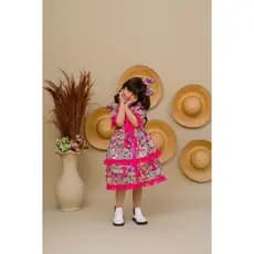 Vestido Flor do Sertão Junino Roupa de São João Infantil Feminino Look Festa Junina Quadrilha Vestido Junino Menina