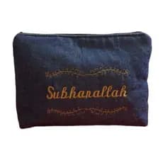Indian Crafts | Nécessaire Islâmica Feminina em Jeans Personalizada e Bordada Sob Encomenda | Presente Muçulmano
