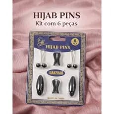Kit 6 Hijab Pins Prendedor de Hijab Fixação Segura Lenço Islâmico