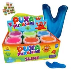 12 Slimes Geleca Amoeba Puxa Puxa 125g Massinha Modelar Divertida Caixa Leleca Presente e Lembrança para Festa