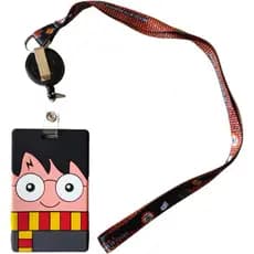 Porta-Crachá Infantil Harry Potter - Kit com Cordão e Clip Retrátil Emborrachado | Identificador Vertical Escolar