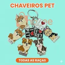 Chaveiros Pet Metal Esmaltado Cachorro Todas as Raças