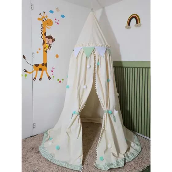 Cabaninha de Teto Chevron Verde/Br cantinho da leitura/Cabaninha de brincar/Cabaninha Dossel quarto de bebê e criança