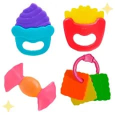 kit Chocalhos Mordedores Sensoriais Bebê Brinquedo Colorido