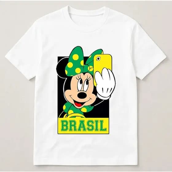 Camiseta T-Shirt Copa 2026 Brasil Infantil e Adulto 100% Algodão Menina Menino