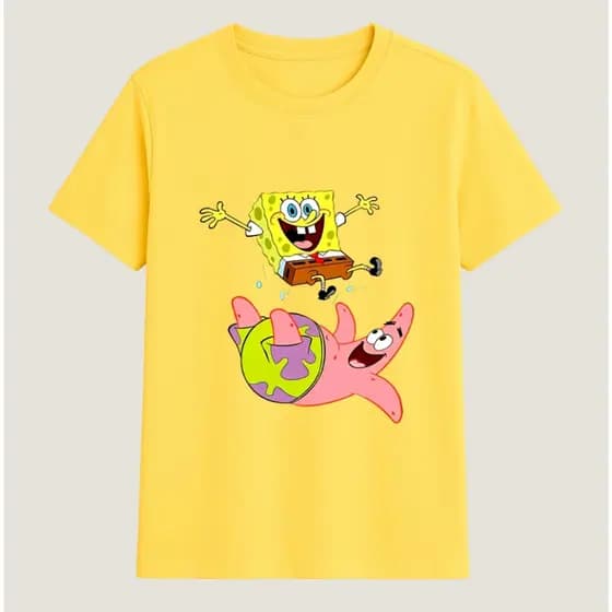 Camiseta Algodão Infantil e Adulto Personagens Desenho Animado Bob Menino Menina