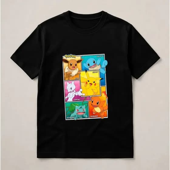 Camiseta T-shirt Desenho Anime Pokemon Personagens Infantil e Adulto