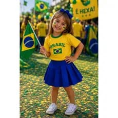 Camiseta Infantil Brasil Copa 2026  Algodão Camisa Seleção Criança Verde e Amarela Confortável Pronta Entrega