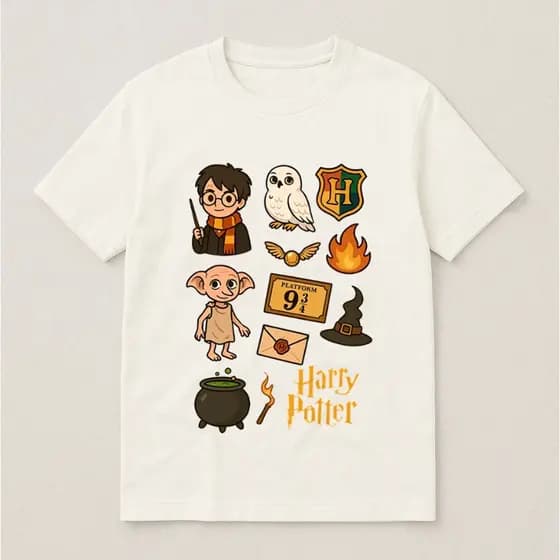 Camiseta T-Shirt Harry Filme Bruxo Série Infantil e Adulto Menina Menino Algodão