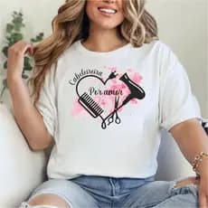 Camiseta Cabeleireira Por Amor Unissex Blusa Feminina Salão de Beleza