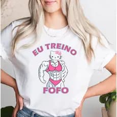 Camiseta Eu Treino Fofo Unissex Hello Kitty Eu odeio Cardio Maromba Musculosa