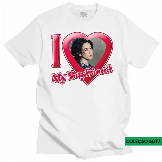 Camiseta Unissex I Love My Boyfriend Got7 Yugyeom K pop Coleção Got7