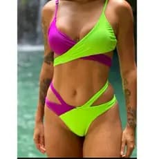 Biquíni Asa delta transpassado Bicolor moda blogueira praia