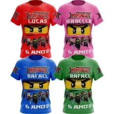 Camiseta Camisa Ninjago Infantil e Adulto Estampado Frente e Verso