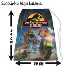 Kit Mochilinha Sacolinha Mochila Saco Sacochila Saquinho Lembrancinha Brinde Aniversario Personalizadas Jurrassic Park