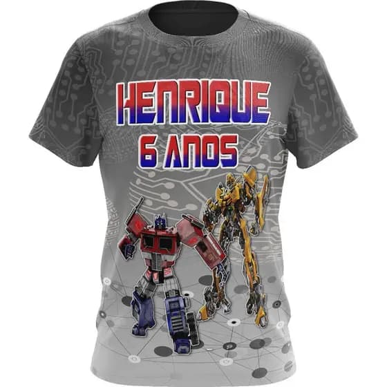 Camiseta Camisa Transformers Infantil Adulto Malha Dry Fit Personalizada
