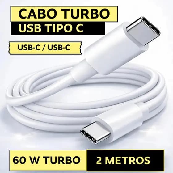 Cabo Carregador Dados Turbo Tipo C Duplo 2 Metros Reforçado Cabo Usbc Cabo iPhone Cabo Usb Usbc Cabo De iPhone