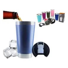 Copo Térmico 473ml Inox  Com Tampa E Abridor: Cor Azul