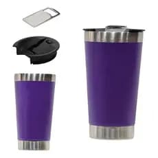 Copo Térmico 473ml Inox  Com Tampa E Abridor: Cor roxo