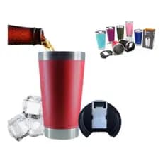 Copo Térmico 473ml Inox  Com Tampa E Abridor: Cor Vermelho