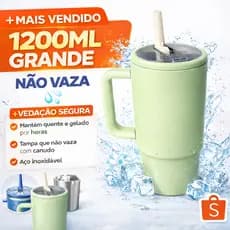 Copo Térmico 1200ml Não Vaza Bico Retrátil com Trava Alça Inox Mantém Gelado e Quente Antivazamento
