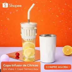 Copo 2em1 Vidro e Aço Inox 650ML Drink Com Infusor Com Tampa e Canudo | Copo de Vidro e Aço Inox Infusor | Copo Premium