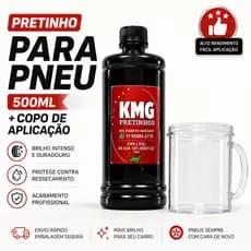 Pretinho Para Pneu 300 e 500ml + Copo Aplicador Brilho Intenso Pretinho Automotivo Alto Rendimento