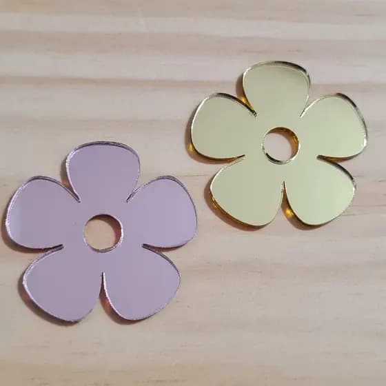 Apliques de Acrílico Espelhado Desenho - 4cm - Flor