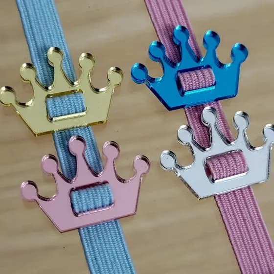 Finalizadores de laços - COROA - Passadores para encadernação - Apliques Passantes de Fitas e elásticos 7mm
