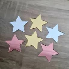 Apliques Decorativos de Acrílico Espelhado Estrela - 3cm / 4cm / 5cm