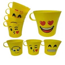 Kit 04 Caneca Infantil Copo Plástico Carinha Emoji Smile Nf