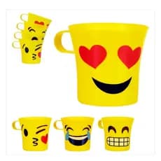 Kit12 Caneca Infantil Copo Plástico Carinha Emoji Smile Nf