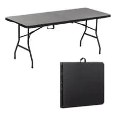Mesa Dobrável Vira Maleta Com Alça Portátil 1,80m Cor Preta ou Branco - Envio Imediato