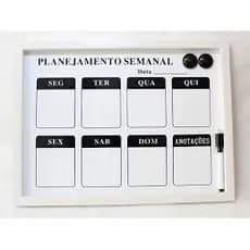 Quadro Lousa Magnetica Para Planejamento Semanal Com 2 Imãs + Caneta + Apagador
