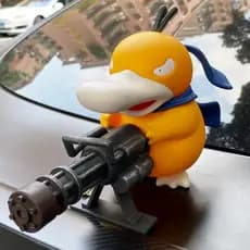 Desenhos Animados Pokemon Gatling Arma Psyduck Postura Em Pé Figura De Ação Coleção Modelo Carro Ornamento Decoração Des
