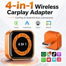 Mini 4 Em 1 Com Fio Para Carplay Sem Android Adaptador Automático Tela AirPlay Espelho Link Banda Dupla WiFi Plug and Pl