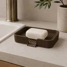 Bandeja de Drenagem Japandi para Sabonete e Esponja 12x7cm – Suporte Organizador para Pia de Cozinha e Banheiro