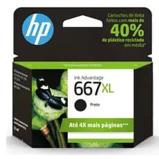 Cartucho de Tinta HP 667XL Preto Original (3YM81AB) Para HP Deskjet 2376, 2774, 2776, 6476, 2874, HP - CX 1 UN