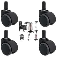 Kit 4 Rodízios para carrinho auxiliar e cadeira manicure