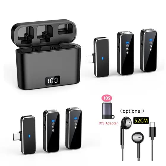 Mini Microfone De Lapela Sem Fio 2 Com Display LCD Gravação De Redução De Ruído Para Telefone iPhone Type C