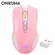 Onikuma Cw905 Mouse Gamer Com Fio Ou 2.4ghz Sem Fio Recarregável 3600 Dpi Rosa Para Computador / Laptop Menina Gamer