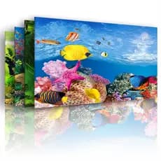 Pvc dupla face decoração de fundo de aquário padrão oceano pôster de parede de tanque de peixes 30/40/50cm (altura)