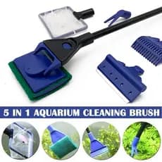 5 Em 1 Conjunto De Ferramentas Para Limpeza De Aquário/Rede De Peixe/Rake Algas Raspador/Garfo/Esponja