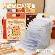 2024 Desenho Animado Capybara Saco De Órgão Manual Vertical Arquivo De Papel A4 Pasta De Grande Capacidade Multi-Camadas Expandindo A Classificação Armazenamento Presentes Para O Dia Das Crianças