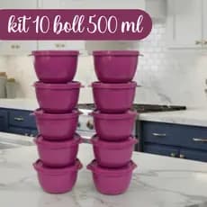 Kit 10 Bowl 500ml Plástico com Tampa – Potes Cumbuca Redondos Para Açaí Sopa Gelatinas